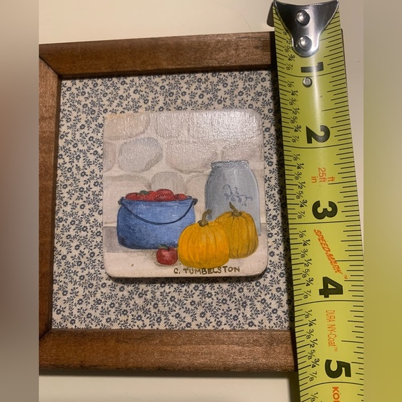 Vintage Set of Two Framed and Matted Hand Painted Tiles - Picture 5 of 8